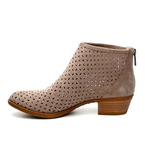 Lucky Brand Taupe Suede Bergen Perforated Ankle Booties - 7